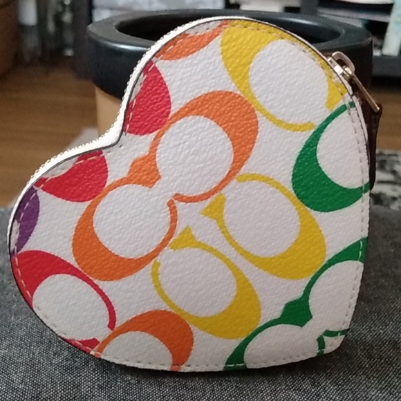 Coach Limited Edition Rainbow Heart Coin Purse - Picture 3 of 8